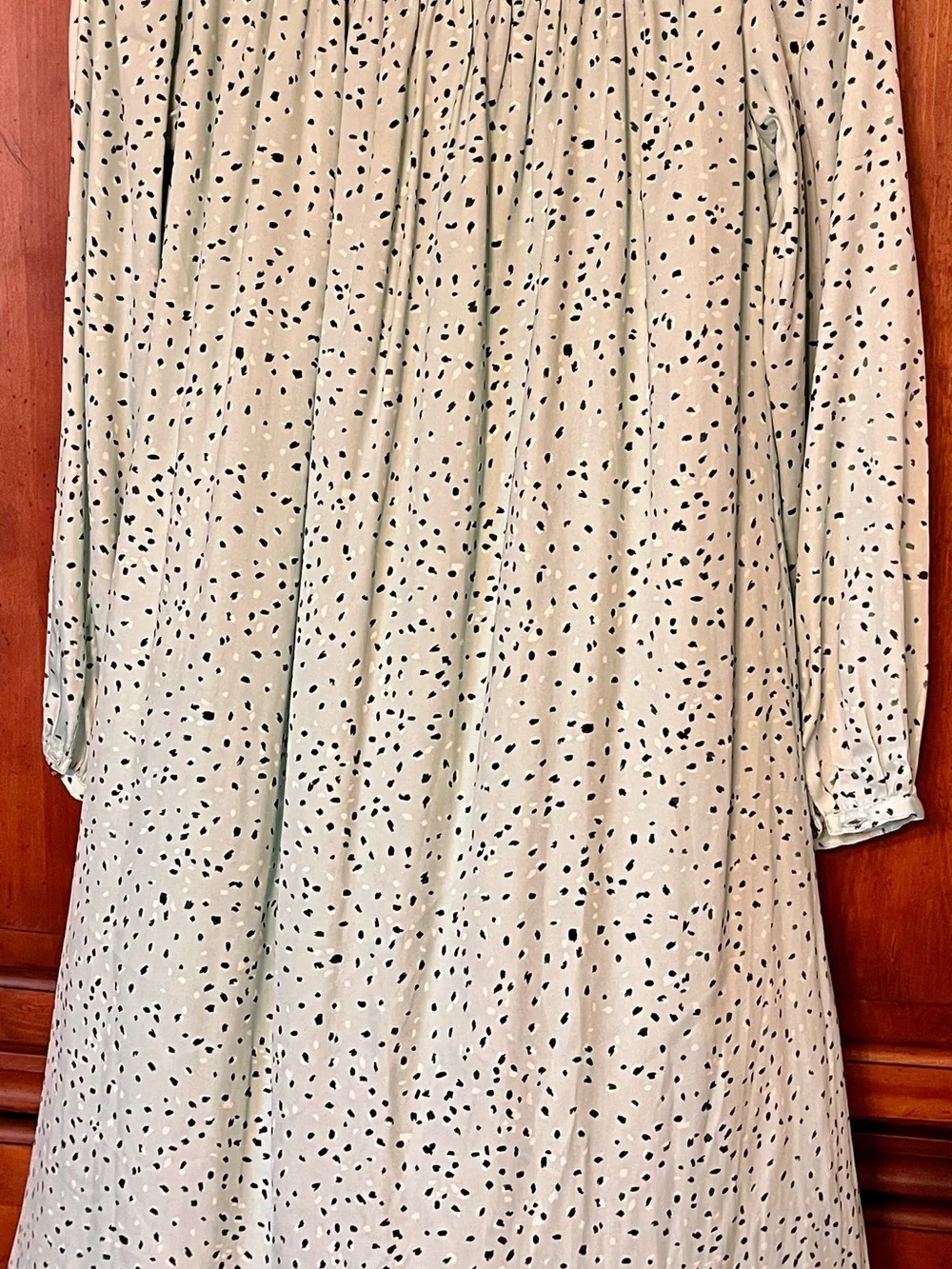 Light Mint Polka Dot Tie-Neck Blouse by Ann Taylor